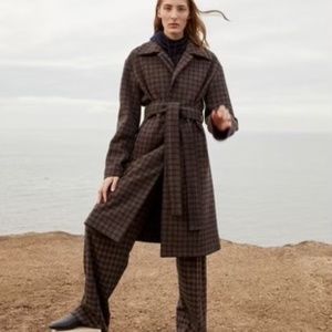 Vince Plaid Check Wool Coat